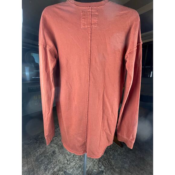 CSG deep rust oversized pullover top tunic reform line raw hem Sz S - Picture 3 of 5